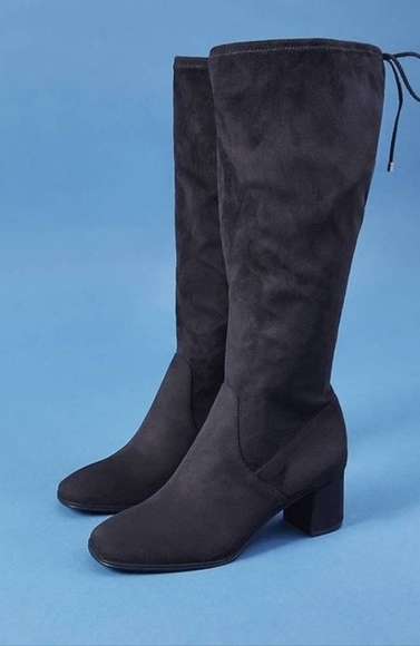 Suede Knee High Block Heel Boots - Picture 2 of 4